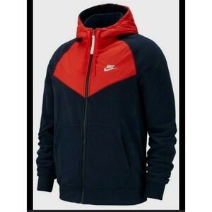 Nike NSW Polar Fleece Wind-runner 929114 451 Navy/White-Red New Men's Size L